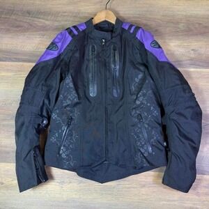 Joe Rocket Women's Motorcycle Riding Jacket Black Purple Armored